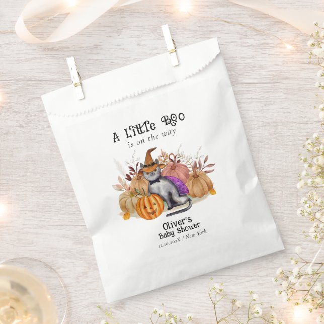 Little Boo Poem Cat In Witch Hat Baby Shower  Favour Bags (Clipped)