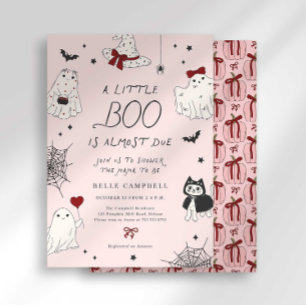 Little Boo Preppy Pink Ghost Baby Shower Invitation