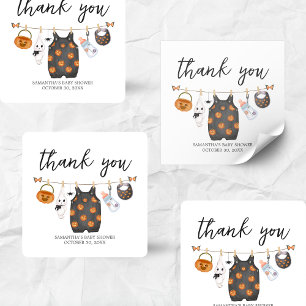 Little Boo Pumpkin Halloween Baby Shower Square Sticker