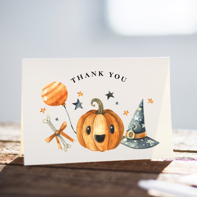 Little Boo Pumpkin Halloween Baby Shower Thank You Card (Creator Uploaded)
