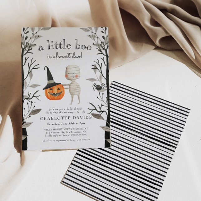 Little Boo Pumpkin Spooky  Halloween Baby Shower Invitation (Creator Uploaded)