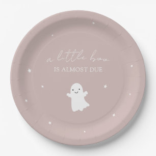 Little Boo Sage Green Gender Neutral Baby Shower Paper Plate