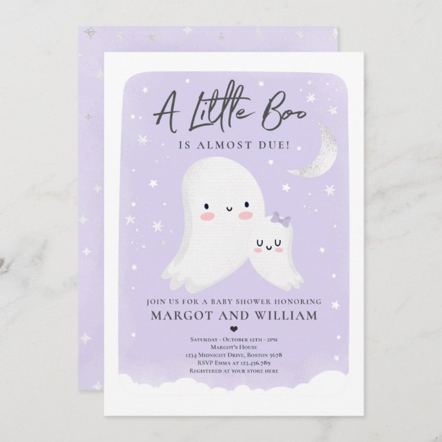 Little Boo Shower Halloween Ghost Baby Shower Invitation (Front/Back)