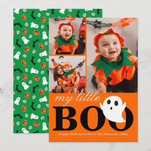 Little Boo! Spooky Cute Halloween Family Photo Holiday Card