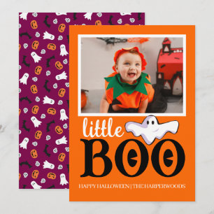 Little Boo! Spooky Cute Halloween Family Photo Holiday Card