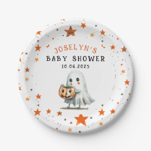 Little BOO Star Pattern Halloween Baby Shower  Paper Plate