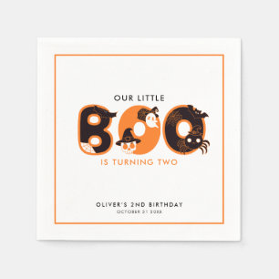 Little Boo Turning Two Border Halloween birthday  Napkin