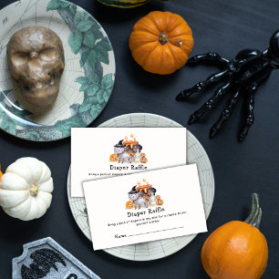 Little Boo Witch Cat Diaper Raffle Baby Shower Enclosure Card