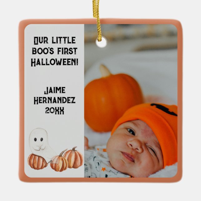Little Boo's First Halloween Cute Photo  Ceramic Ornament (Front)
