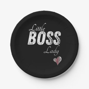 Little Boss Lady Baby Children Toddler Girl Short Paper Plate
