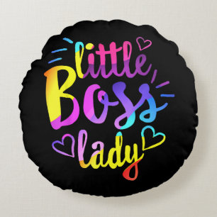Little Boss Lady Girls Kids Daughter Baby mini bos Round Cushion