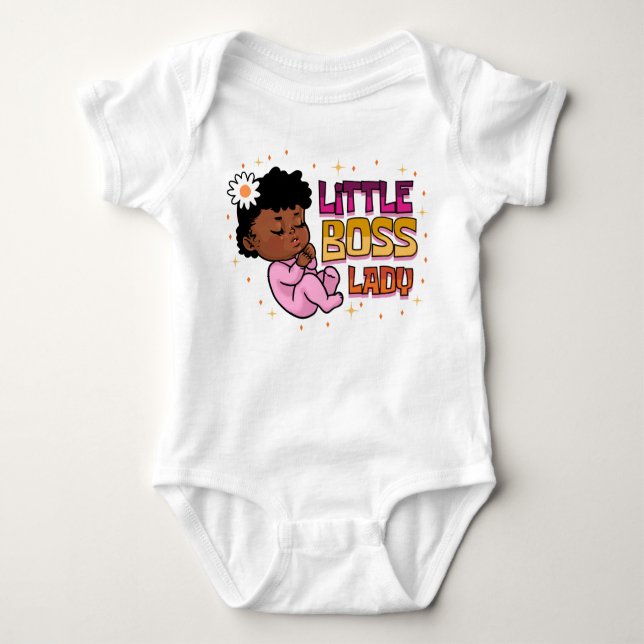 Little Boss Lady Melanin Black Baby Girl Infant Bodysuit (Front)