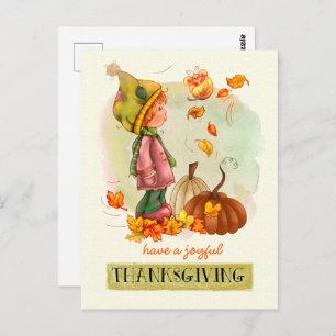 Little Boy and Butterfly Thanksgiving Postcards