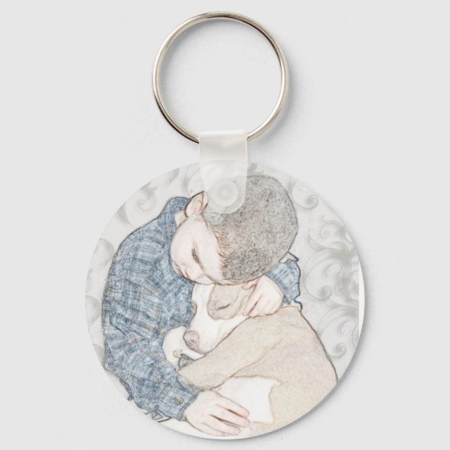 Little boy and puppy key ring (Front)