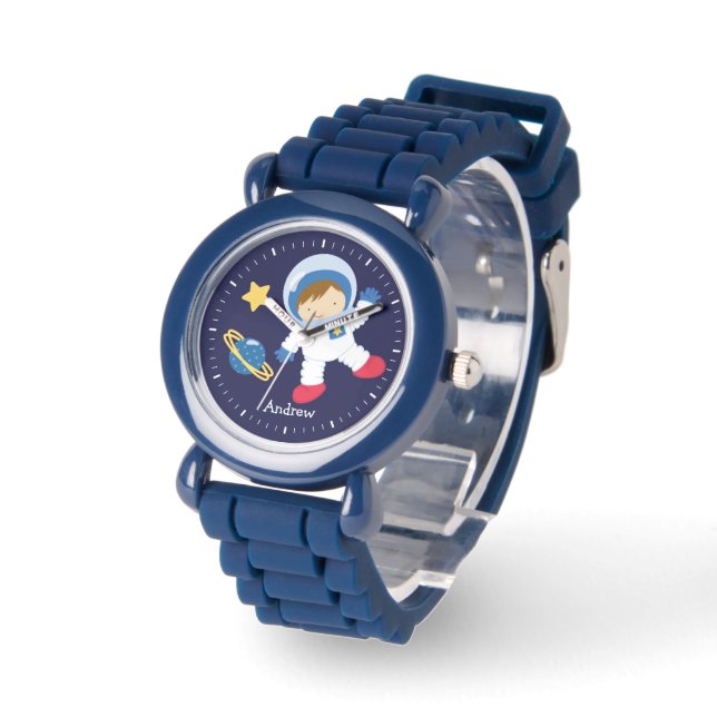 Little Boy Astronaut Personalised Watch (Angle)