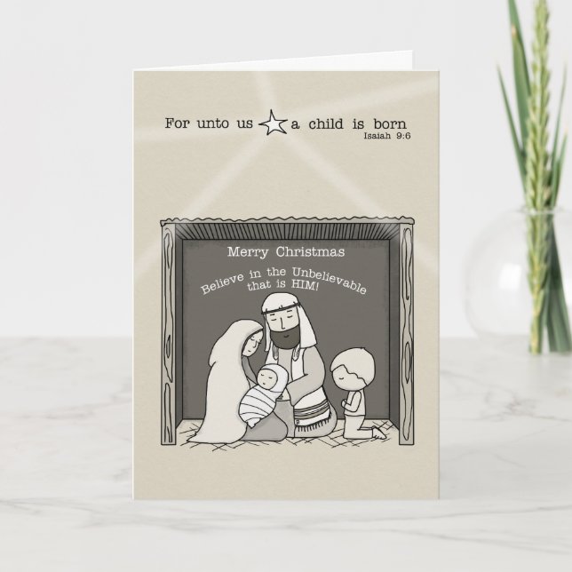 Little Boy at the Manger Holiday Card (Front)