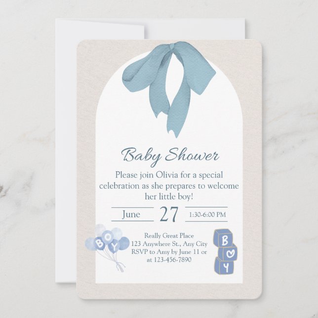 Little Boy Baby Shower Invitation (Front)