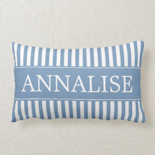 Little Boy Blue and White Stripes Personalised Lumbar Cushion