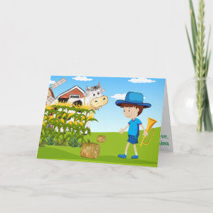 Little Boy Blue Farm Fun Kids Fab Colourful Card