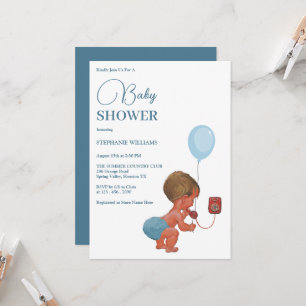 "Little Boy Calling" Baby Shower Invitation