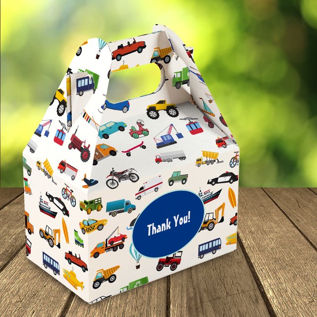 Little Boy Cars Vehicle Pattern Kid Birthday Party Favour Box (Creator Uploaded)
