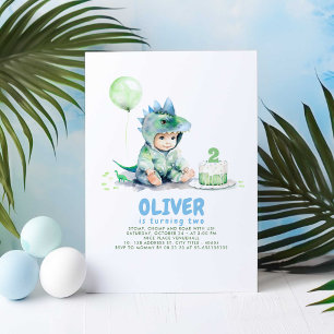Little Boy Dinosaur Birthday Party Invitations