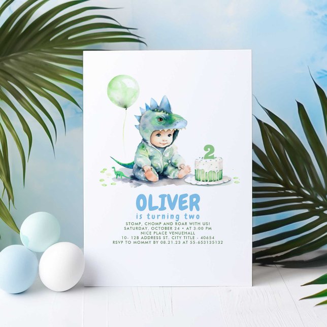 Little Boy Dinosaur Birthday Party Invitations (Dinosaur Birthday Party Invitations)