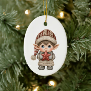 Little Boy Elf Ceramic Tree Decoration