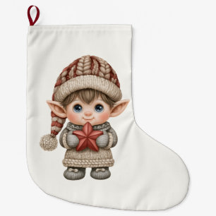 Little Boy Elf Large Christmas Stocking