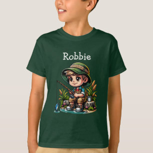 Little Boy Fishing Cartoon Personalized T-Shirt