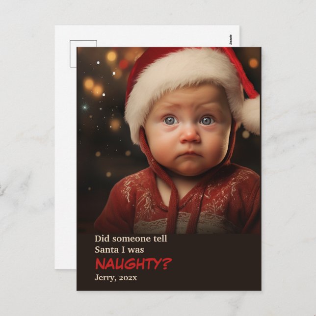 Little Boy Naughty List Fun Photo Postcard (Front/Back)