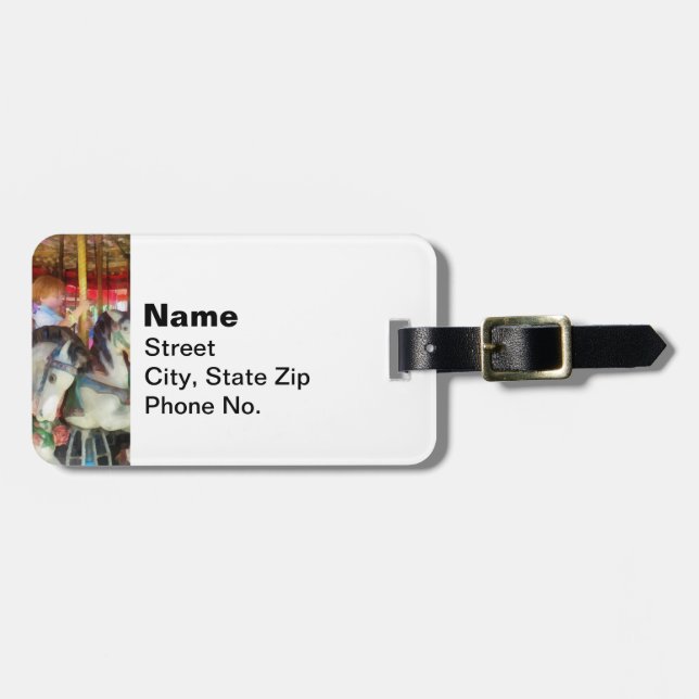 Little Boy on Carousel Luggage Tag (Front Horizontal)