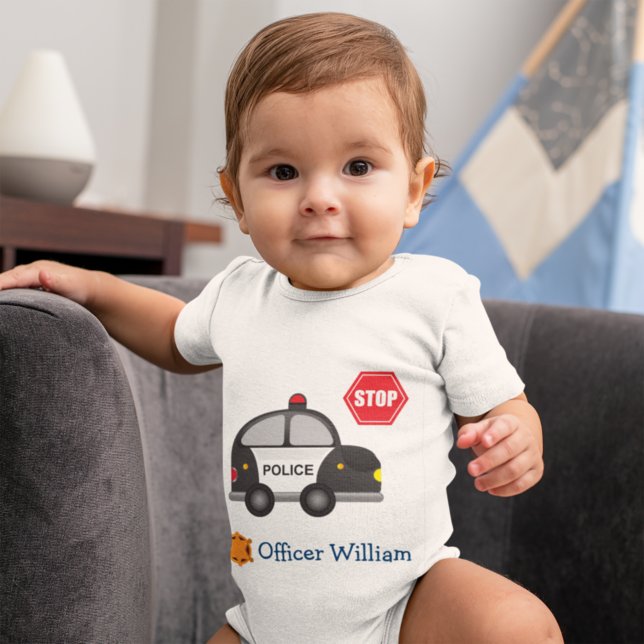 Little Boy Police Officer and Car Baby Bodysuit (Creator Uploaded)