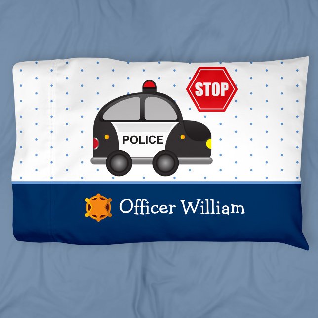 Little Boy Police Officer and Car Pillowcase (Creator Uploaded)