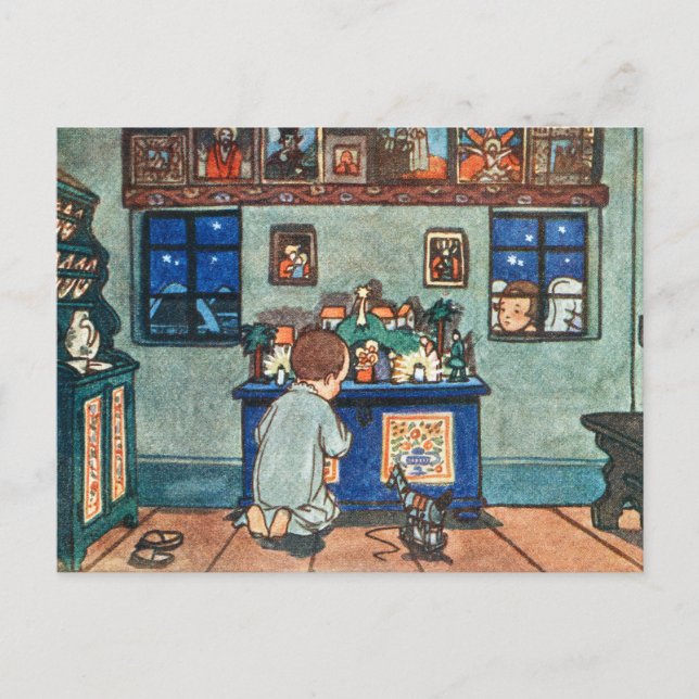 Little Boy Praying Holiday Postcard (Front)