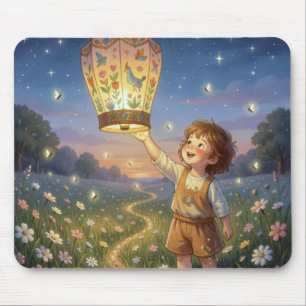 Little Boy Releasing a Chinese Lantern Mouse Pad