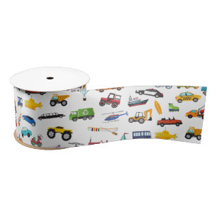 Little Boy Things That Move Vehicle Car Satin Ribbon