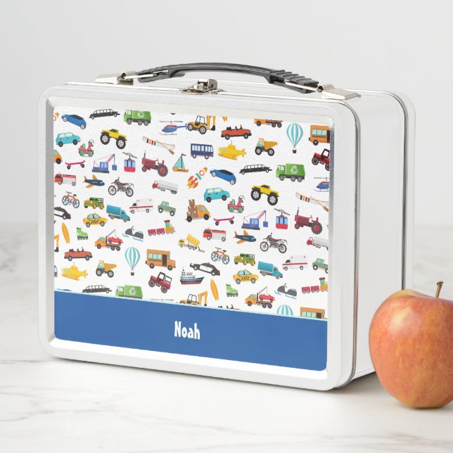 Little Boy Things That Move Vehicle Cars Kid Metal Lunch Box (In Situ)