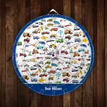 Little Boy Things That Move Vehicle Cars Kid Name<br><div class="desc">Add a custom touch to your little boy's sports and game collection with this adorable dart board that celebrates all things that move: fire trucks, police cars, helicopters and planes, trains, taxis, construction vehicles, and more! Add your son's name for a personal touch. This dart board makes a fun personalised...</div>