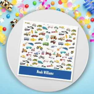 Little Boy Things That Move Vehicle Cars Kid Napkin