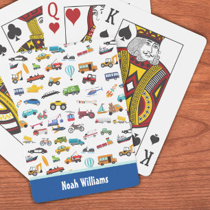Little Boy Things That Move Vehicle Cars Kid Playing Cards
