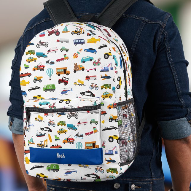 Little Boy Things That Move Vehicle Cars Kid Printed Backpack (Creator Uploaded)