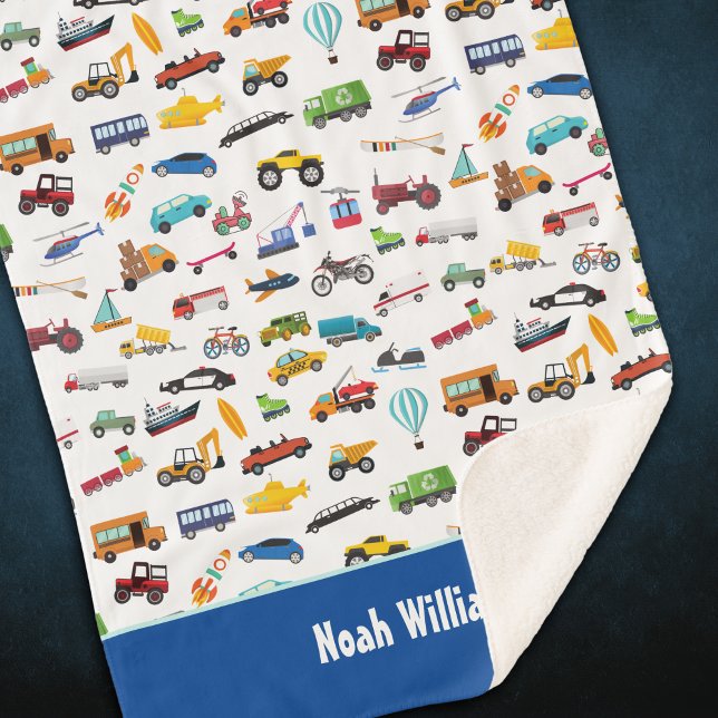 Little Boy Things That Move Vehicle Cars Kid Sherpa Blanket (Creator Uploaded)