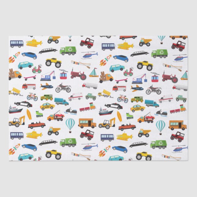 Little Boy Things That Move Vehicle Cars Kid Tissue Paper (Front)