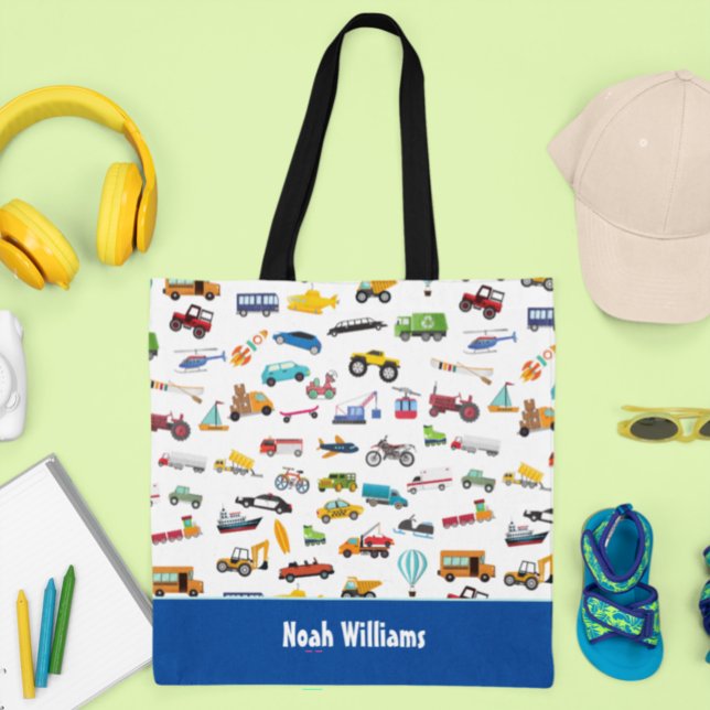 Little Boy Things That Move Vehicle Cars Kid Tote Bag (Creator Uploaded)