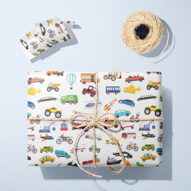 Little Boy Things That Move Vehicle Cars Kid Wrapping Paper (Creator Uploaded)