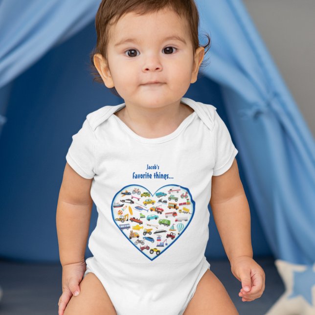 Little Boy Things That Move Vehicle Cars Pattern Baby Bodysuit (Creator Uploaded)