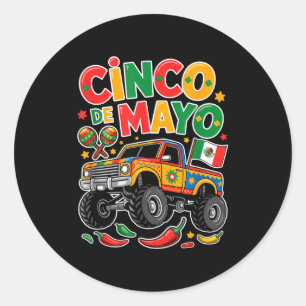 Little boy truck taco shirt cute cinco de mayo classic round sticker