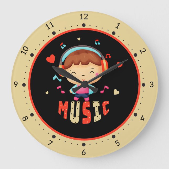 Little boy with music large clock (Front)