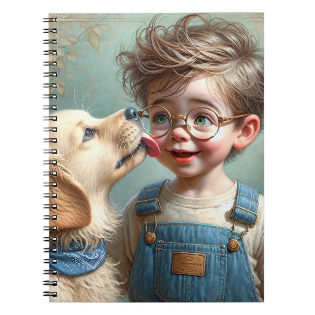 Little Boy With Pet Puppy Notebook (Front)